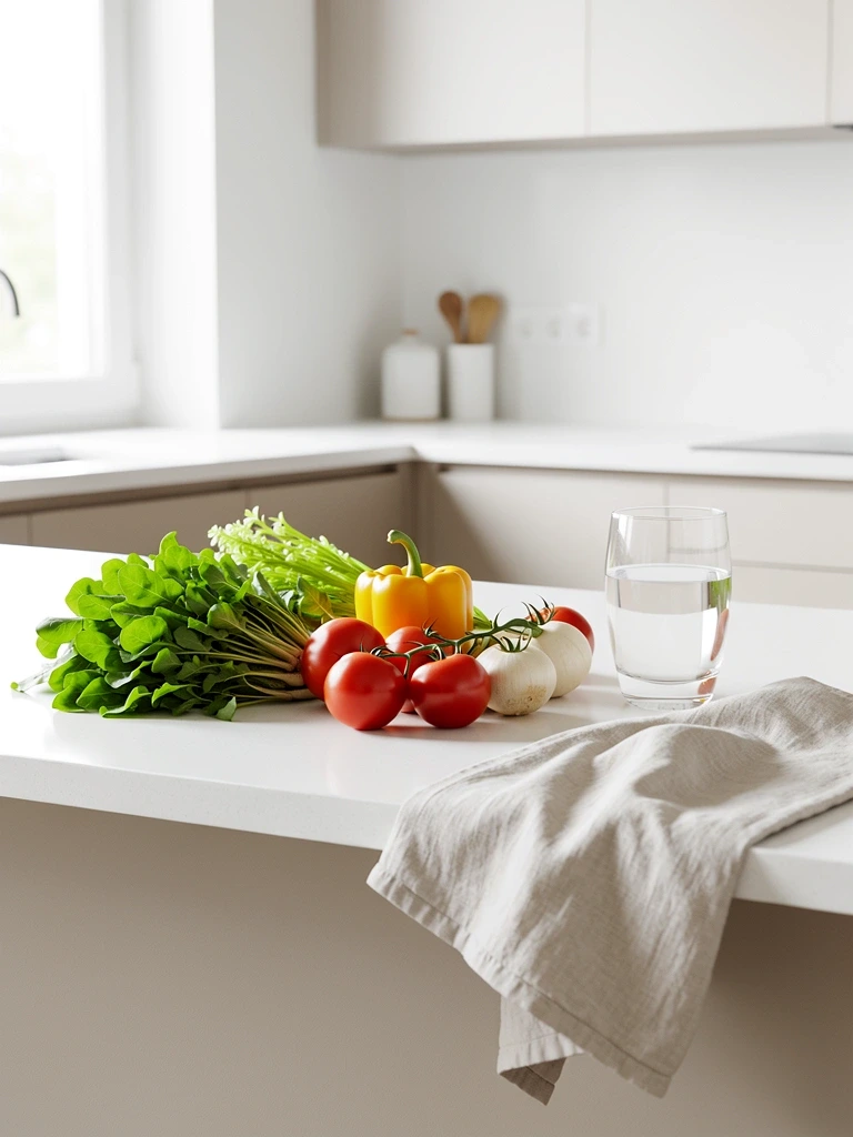 Čerstvé ingredience na minimalistické lince